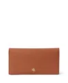 Ralph Lauren Crosshatch Leather Slim Snapped-closure Wallet In Lauren Tan