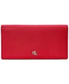 Ralph Lauren Crosshatch Leather Slim Snapped-closure Wallet In Red
