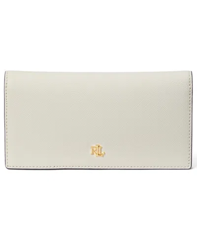 Ralph Lauren Crosshatch Leather Slim Snapped-closure Wallet In White