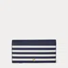 Ralph Lauren Crosshatch Leather Slim Wallet In Blue