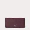 Ralph Lauren Crosshatch Leather Slim Snapped-closure Wallet In Burgundy