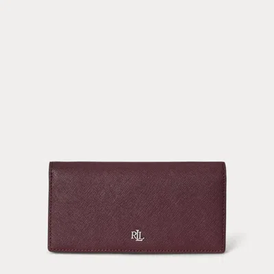Ralph Lauren Crosshatch Leather Slim Wallet In Burgundy