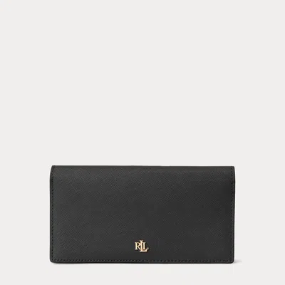 Ralph Lauren Crosshatch Leather Slim Wallet In Black