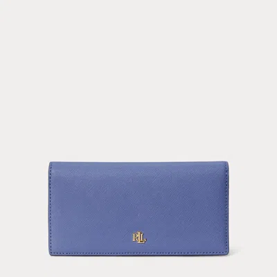 Ralph Lauren Crosshatch Leather Slim Wallet In Carson Blue In Pattern