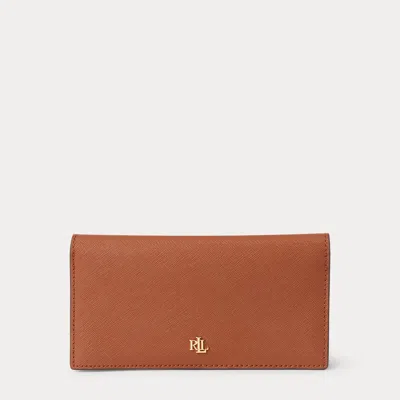 Ralph Lauren Crosshatch Leather Slim Wallet In Lauren Tan In Brown