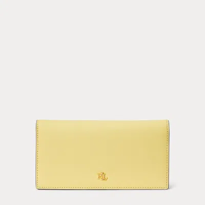 Ralph Lauren Crosshatch Leather Slim Wallet In Lemon Sorbet In Yellow