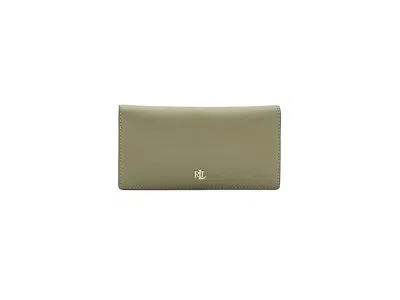 Ralph Lauren Crosshatch Leather Slim Wallet Wallet Handbags Sage Green: One Size