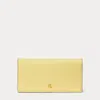 Ralph Lauren Crosshatch Leather Slim Wallet In Yellow