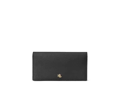 Ralph Lauren Crosshatch Leather Slim Women's Wallet Bi-fold Women's Wallet Black