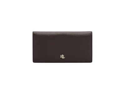 Ralph Lauren Crosshatch Leather Slim Women's Wallet Bi-fold Women's Wallet Chestnut Brown