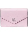 Ralph Lauren Crosshatch Leather Small Flap Card Case In Hint Of Pink