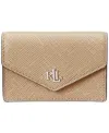 Ralph Lauren Crosshatch Leather Small Flap Card Case In Sand Dune