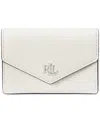 Ralph Lauren Crosshatch Leather Small Flap Card Case In Soft White