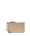 Ralph Lauren Crosshatch Leather Zip Card Case In Sand Dune
