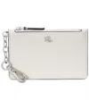 Ralph Lauren Crosshatch Leather Zip Card Case In Soft White