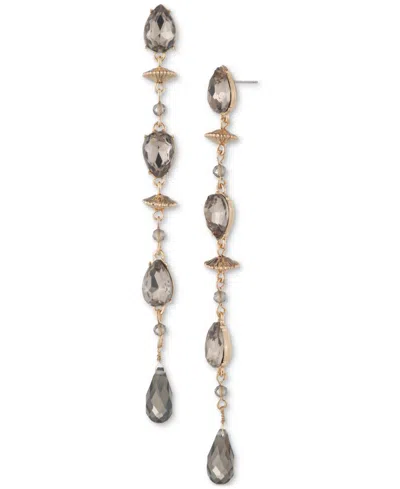 Ralph Lauren Crystal Beaded Linear Drop Earrings In Gold