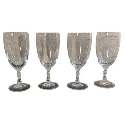 Pre-owned Ralph Lauren Crystal Bedford Set 4 Wine Glasses Golbets In Gray