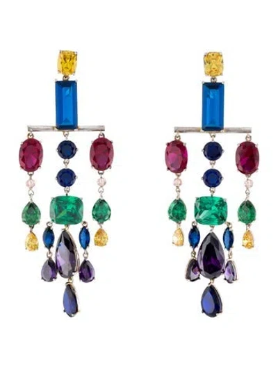 Pre-owned Ralph Lauren Crystal Drop Earrings In Multi