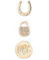 Ralph Lauren Crystal Gold-tone 3-piece Pin Set In Gold