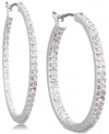 Ralph Lauren Crystal In & Out Hoop Extra Small Earrings In Silver