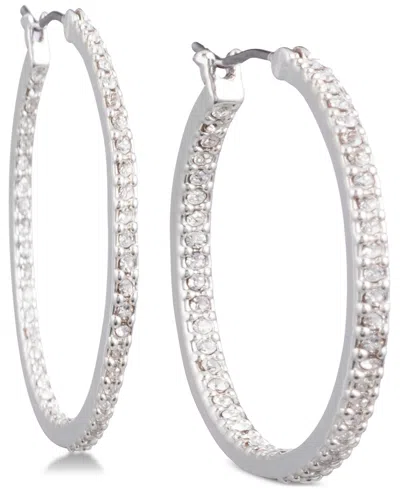 Ralph Lauren Crystal In & Out Hoop Extra Small Earrings In Silver