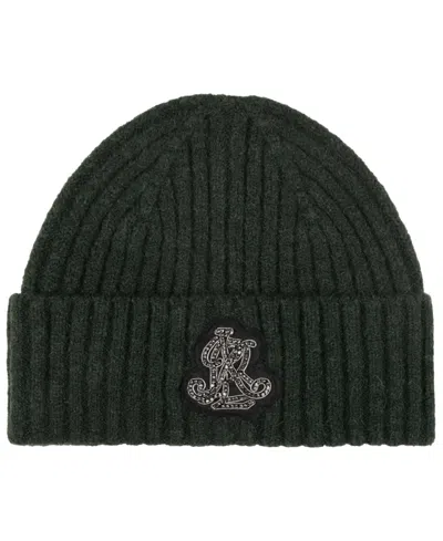 Ralph Lauren Crystal Patch Rib Knit Hat In Moss Agate