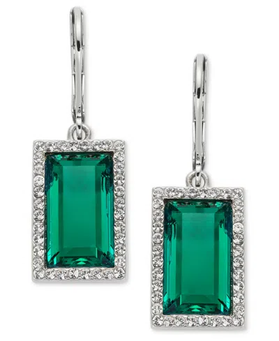 Ralph Lauren Crystal Pave Baguette Drop Earrings In Green