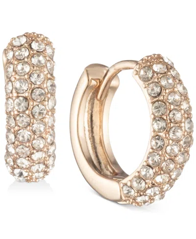Ralph Lauren Crystal Pave Huggie Small Hoop Earrings 1/2" In Gold