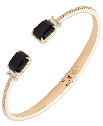 Ralph Lauren Crystal Stone Cuff Bracelet In Gold