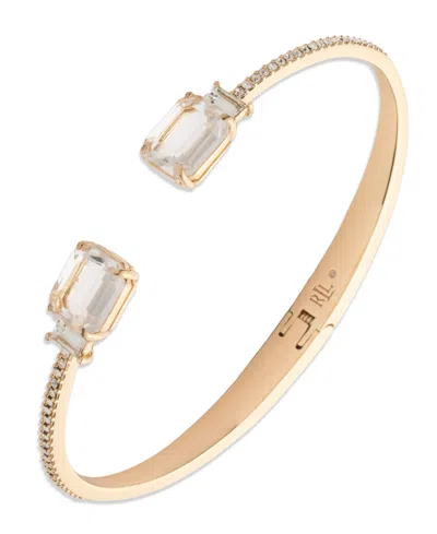 Ralph Lauren Crystal Stone Cuff Bracelet In Gold