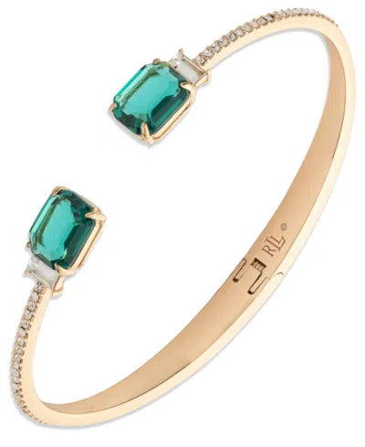 Ralph Lauren Crystal Stone Cuff Bracelet In Gold