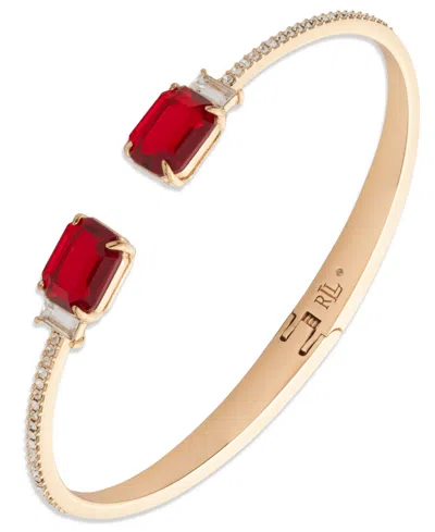 Ralph Lauren Crystal Stone Cuff Bracelet In Red