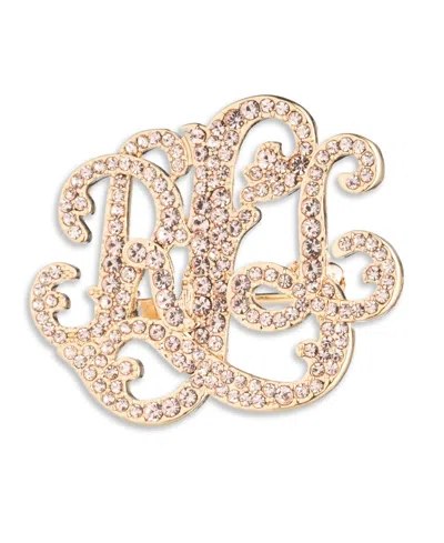 Ralph Lauren Crystal Stone Script Pin In Gold