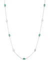 Ralph Lauren Cubic Zirconia And Epoxy Stone Station Strand Necklace In Green
