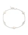 Ralph Lauren Cubic Zirconia And Imitation Pearl Station Flex Bracelet In Metallic