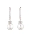 Ralph Lauren Cubic Zirconia & Imitation Pearl Sterling Silver Hoop Earrings In Brown