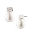 Ralph Lauren Cubic Zirconia And Imitation Pearl Sterling Silver Stud Earrings In Brown
