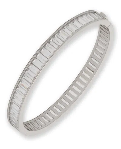 Ralph Lauren Cubic Zirconia Baguette Bangle Bracelet In Silver