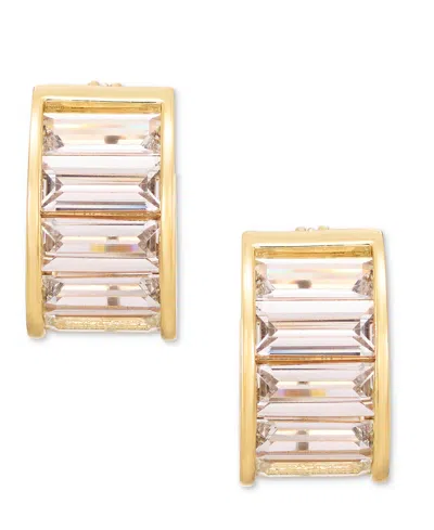 Ralph Lauren Cubic Zirconia Baguette Hoop Earrings In Gold