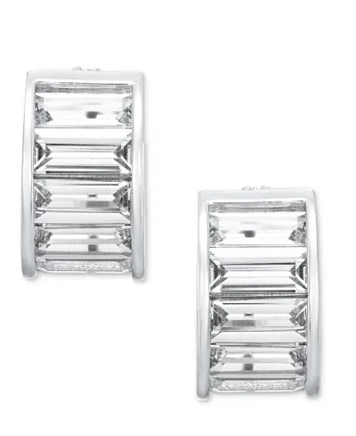 Ralph Lauren Cubic Zirconia Baguette Hoop Earrings In Silver