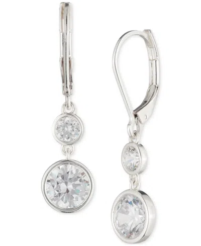 Ralph Lauren Cubic Zirconia Double Drop Earrings In Metallic