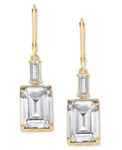 Ralph Lauren Cubic Zirconia Double Drop Earrings In Gold