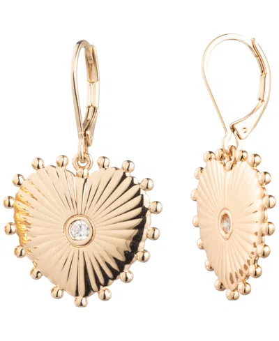Ralph Lauren Cubic Zirconia Heart Drop Earrings In Gold