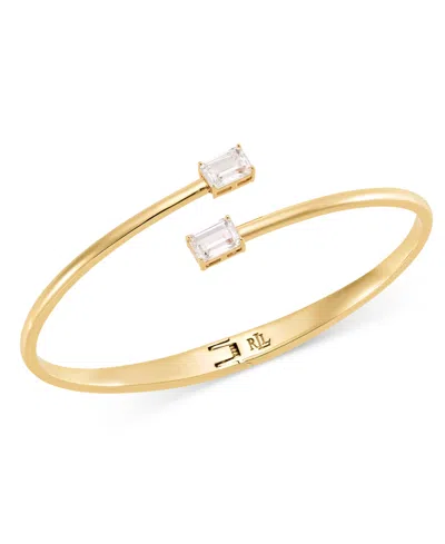 Ralph Lauren Cubic Zirconia Mixed-metal Bypass Cuff Bracelet In Gold