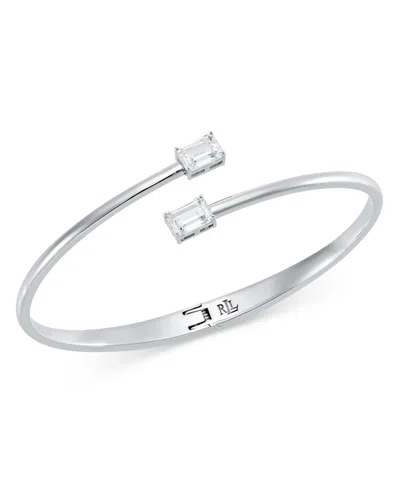 Ralph Lauren Cubic Zirconia Mixed-metal Bypass Cuff Bracelet In Metallic