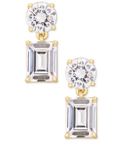 Ralph Lauren Cubic Zirconia Silver-tone And Gold-tone Post Drop Earrings