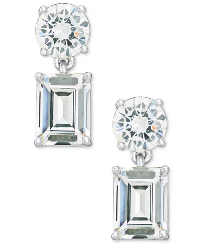 Ralph Lauren Cubic Zirconia Silver-tone And Gold-tone Post Drop Earrings