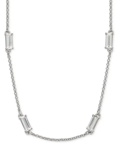 Ralph Lauren Cubic Zirconia Station Collar Necklace In Silver