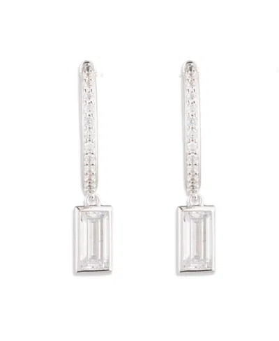 Ralph Lauren Cubic Zirconia Sterling Silver Hoop Earrings In Brown