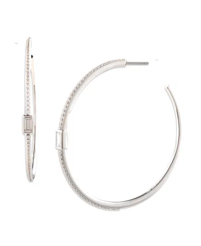 Ralph Lauren Cubic Zirconia Sterling Silver Patterned Hoop Earrings In Brown